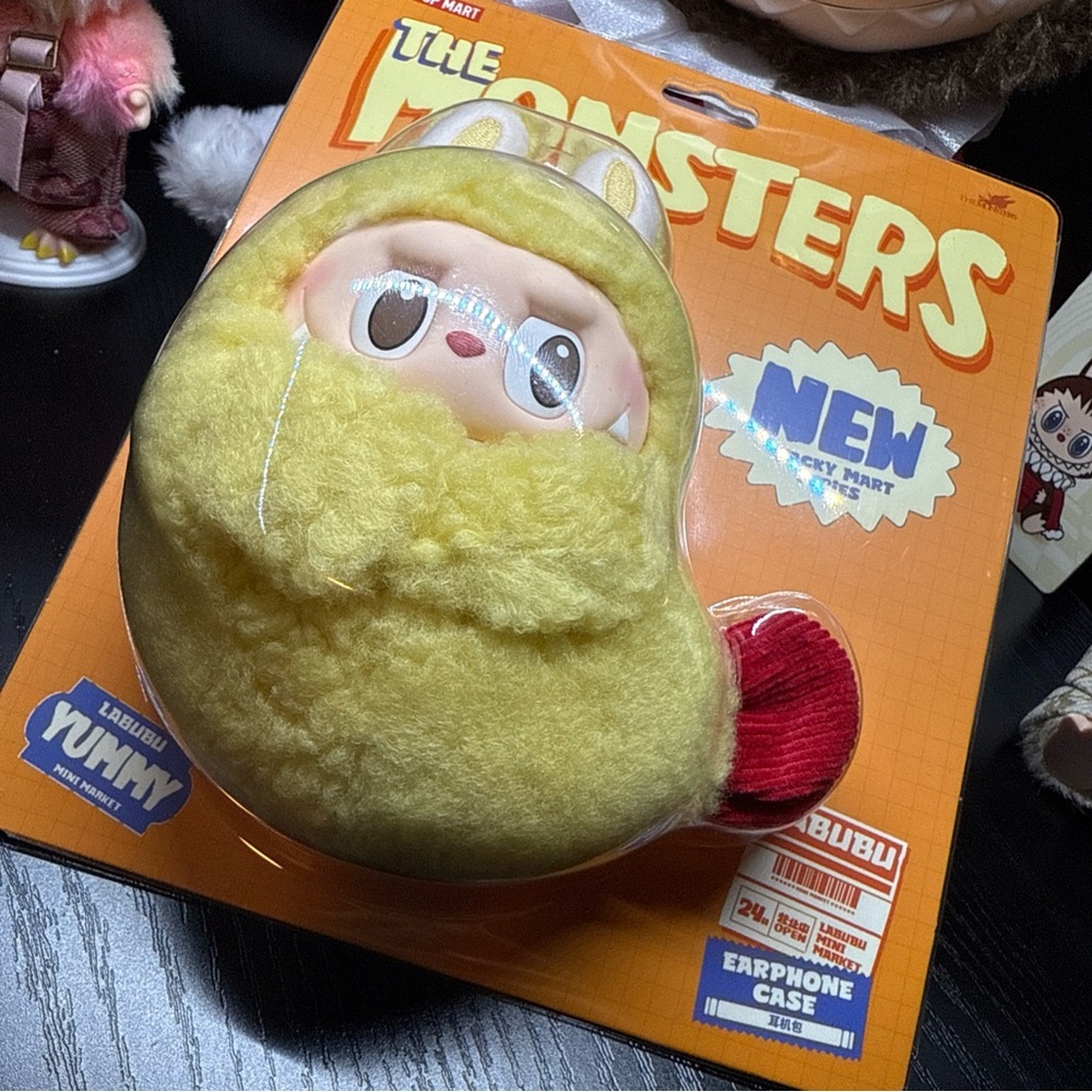 LaBuBu Yummy Shrimp Earphone Case Yellow Stuffed Monster Toy